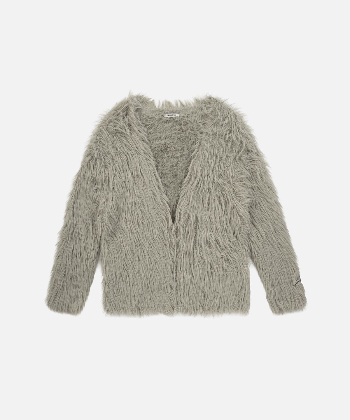 인스턴트펑크(INSTANTFUNK) OVERSIZED FEATHER YARN LONG CARDIGAN - GREY