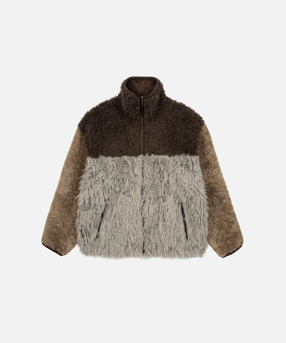 인스턴트펑크(INSTANTFUNK) MIXED FUR FLEECE ZIPUP JACKET - KHAKI