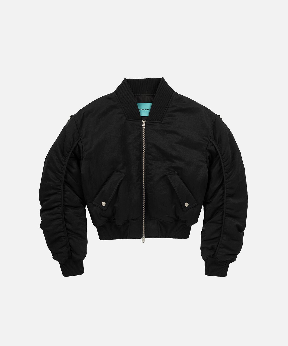 인스턴트펑크(INSTANTFUNK) CROPPED SHIRRING BOMBER JACKET - BLACK