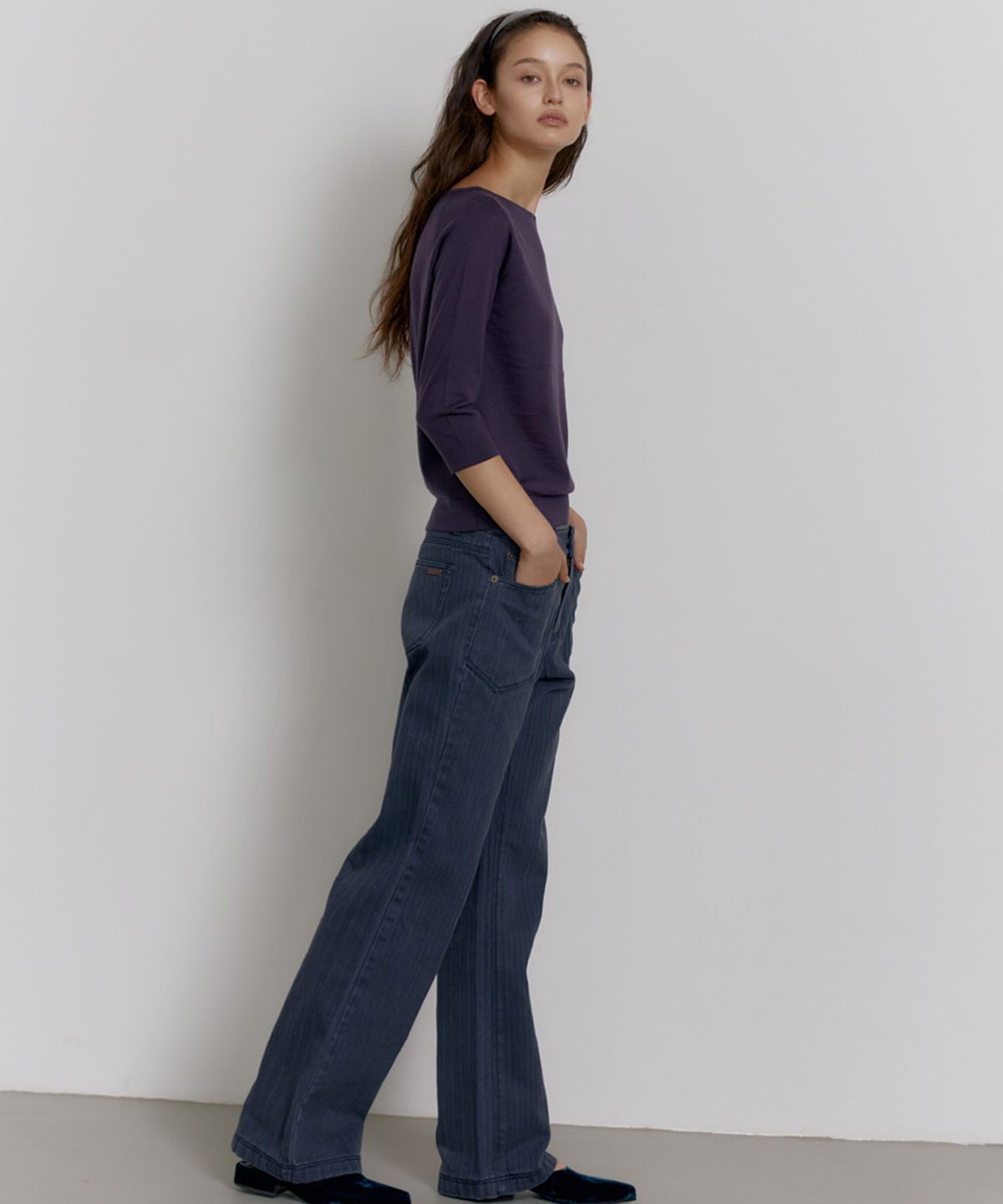 닌닛(NINNIT) [2nd] Herringbone outpocket pants (ASH BLUE)