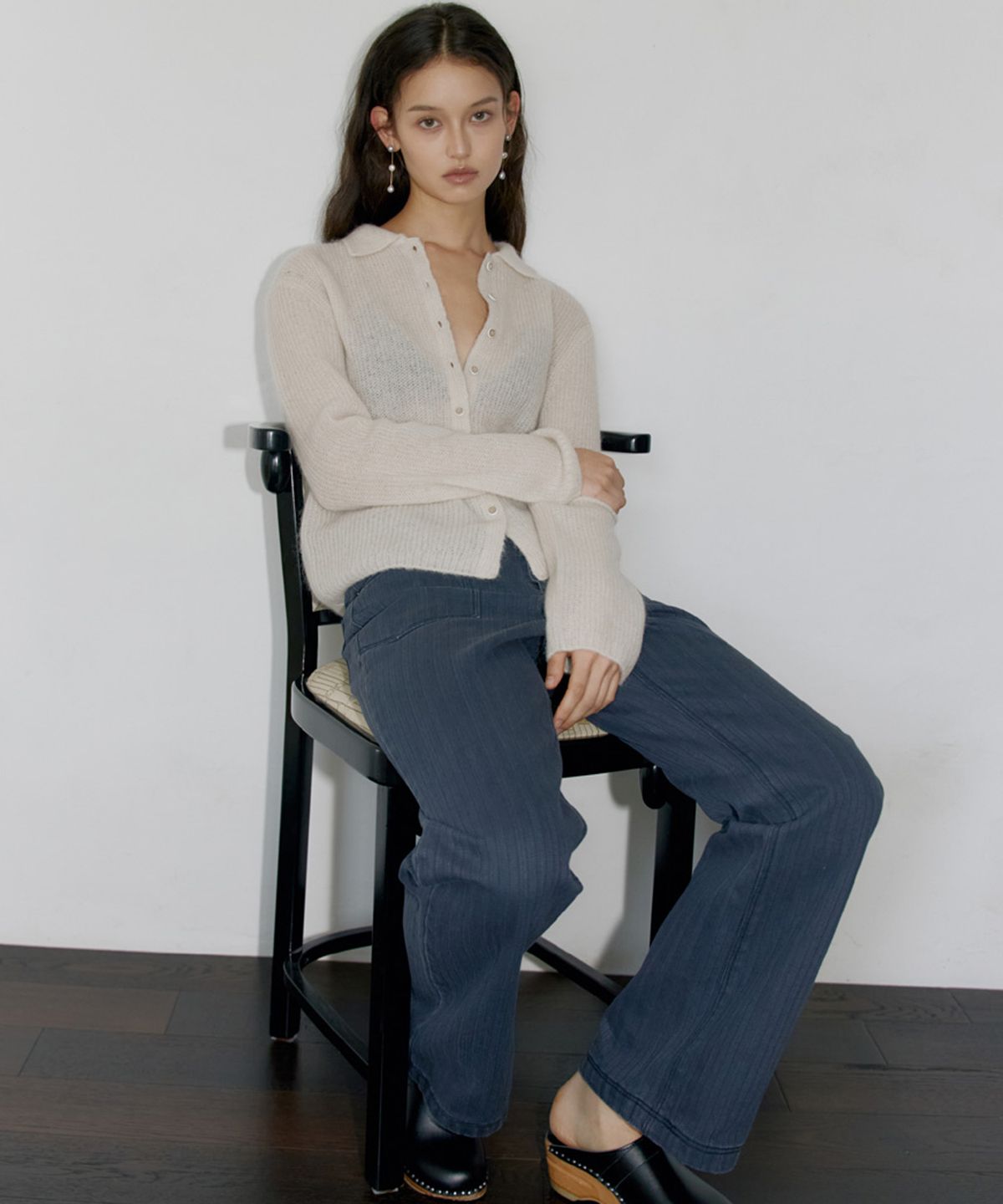 닌닛(NINNIT) [2nd] Herringbone outpocket pants (ASH BLUE)