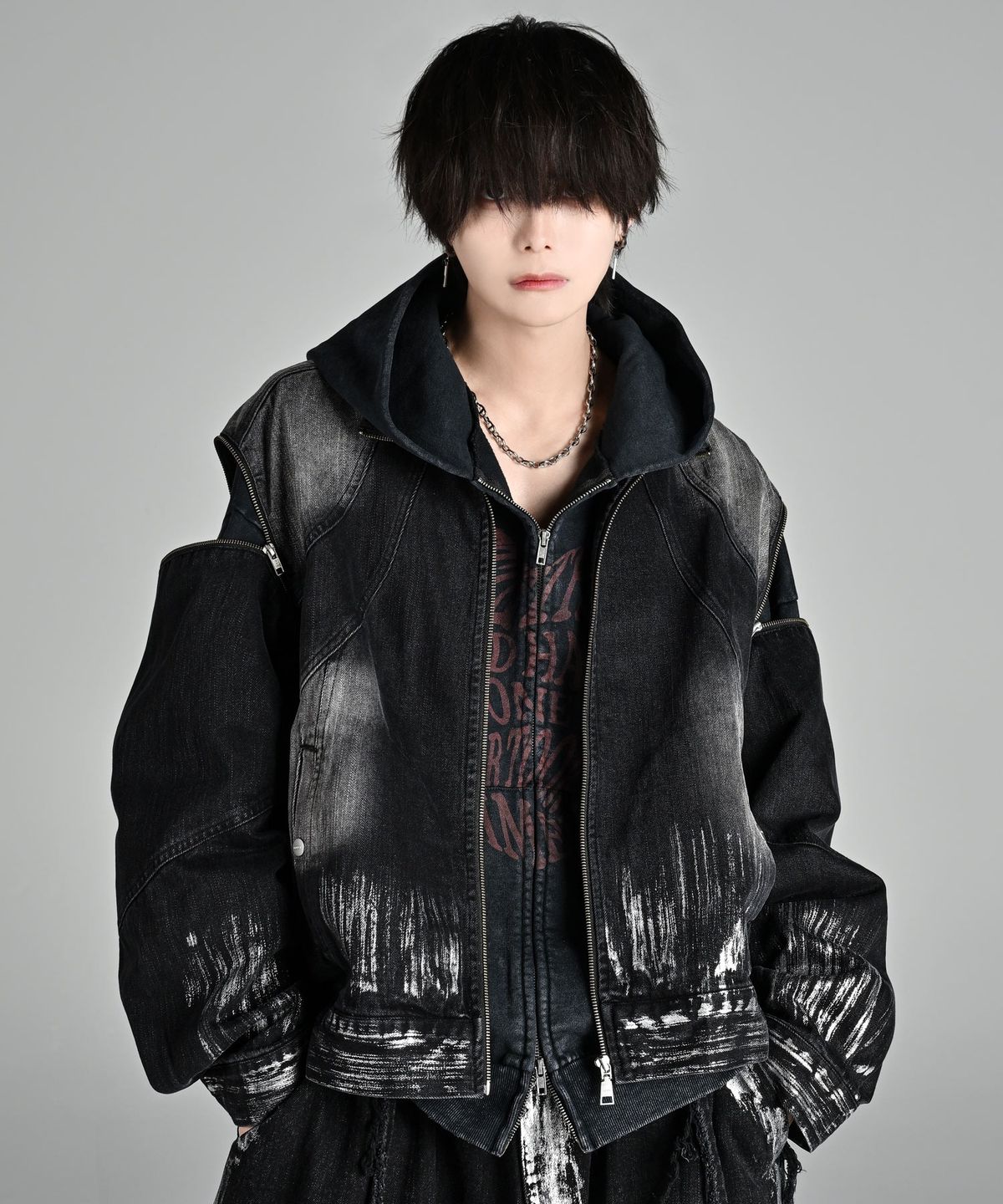 아들러(ADRER) 3way Zip Sleeve Blast Denim Blouson