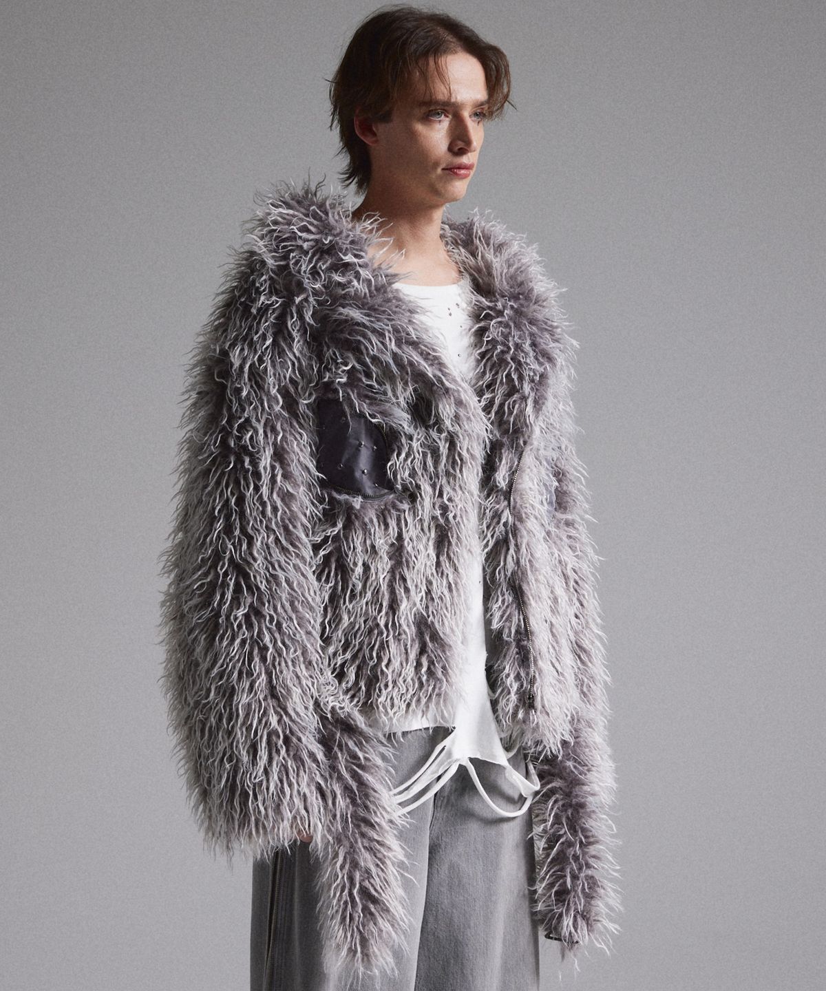 그란시(GRANCY) Fur Boa Riders Jacket