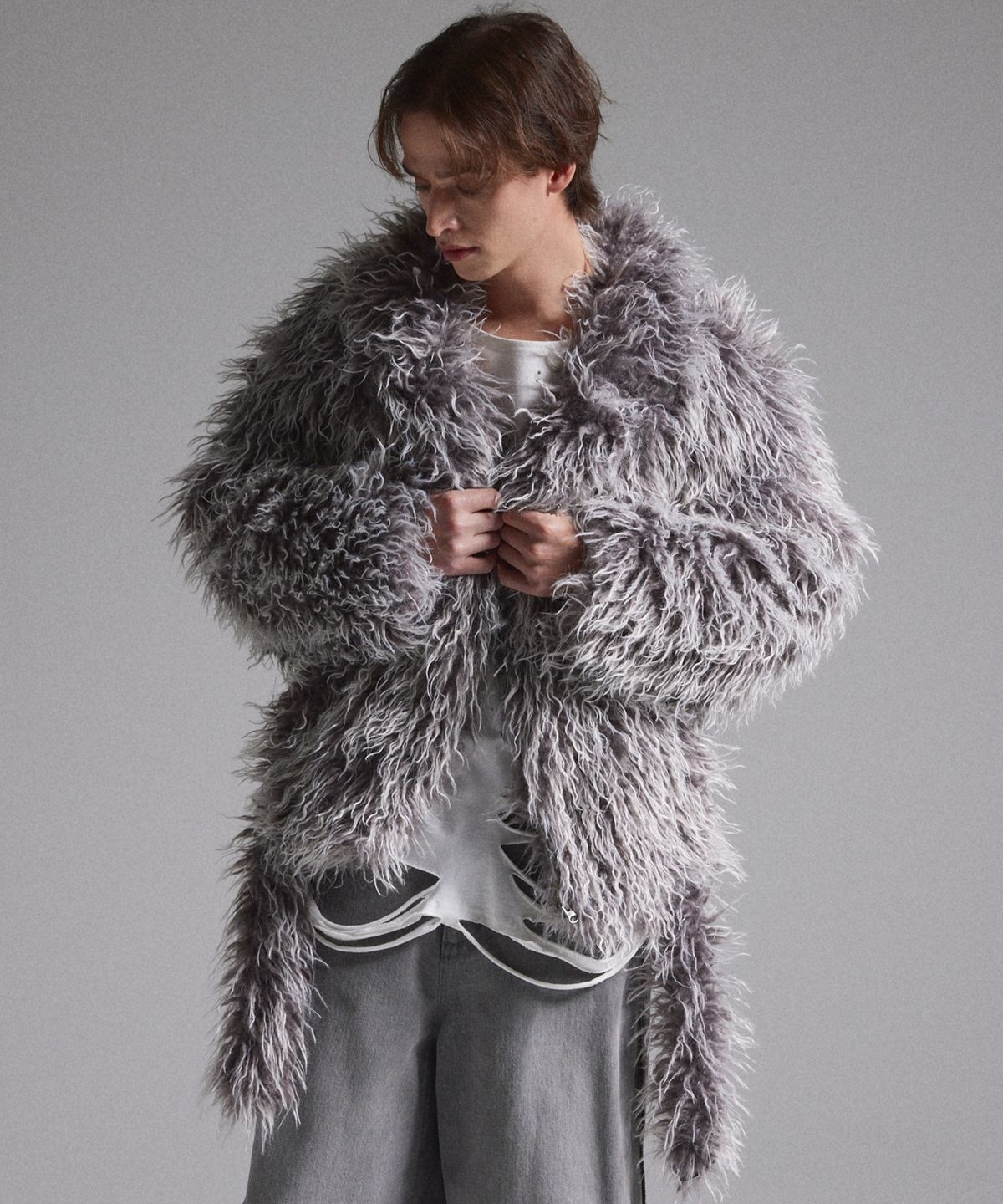 그란시(GRANCY) Fur Boa Riders Jacket