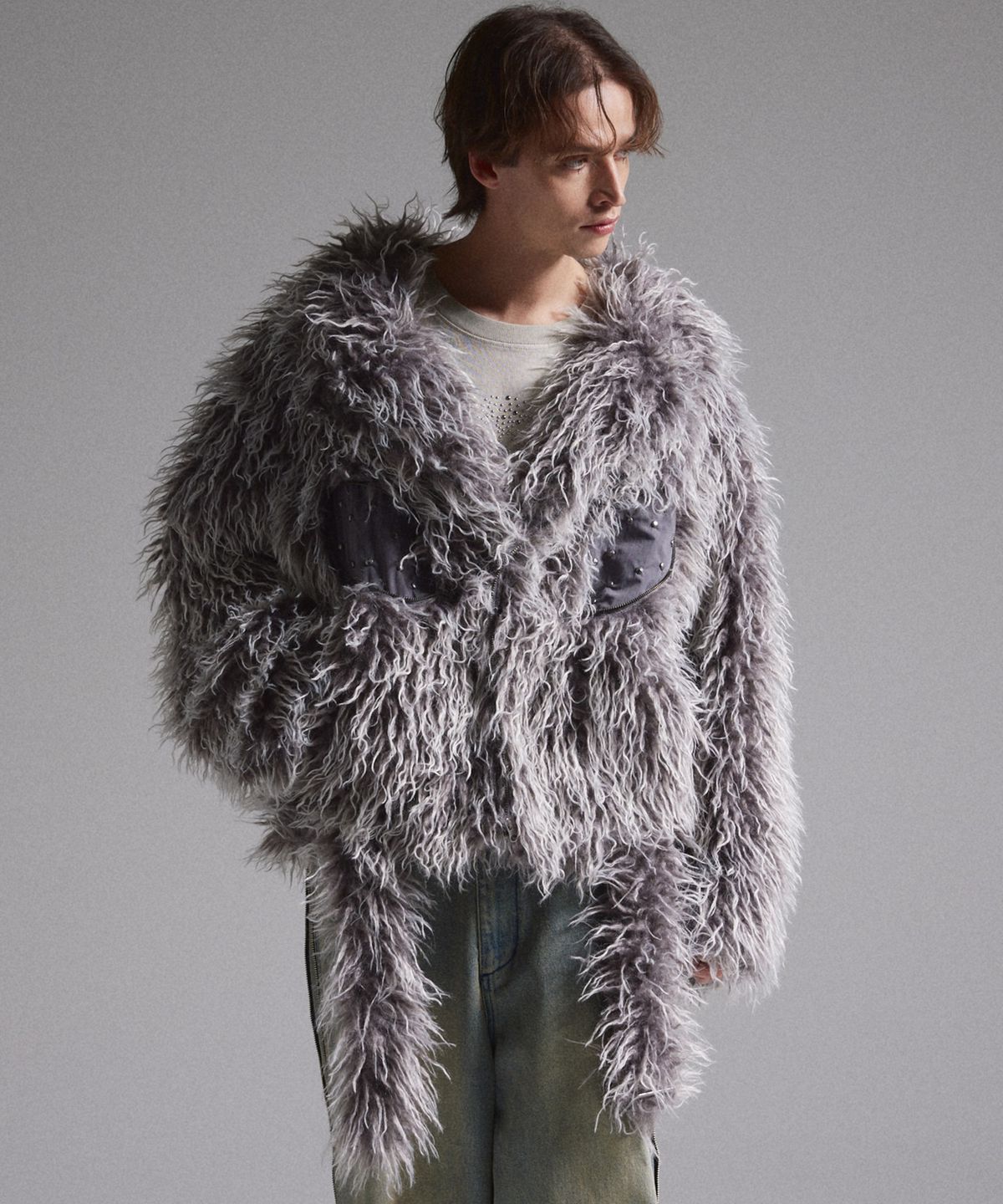 그란시(GRANCY) Fur Boa Riders Jacket