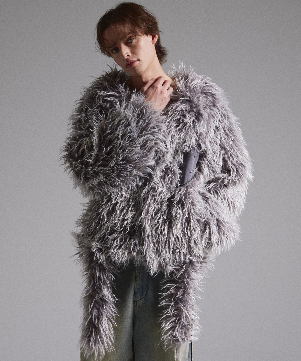 그란시(GRANCY) Fur Boa Riders Jacket