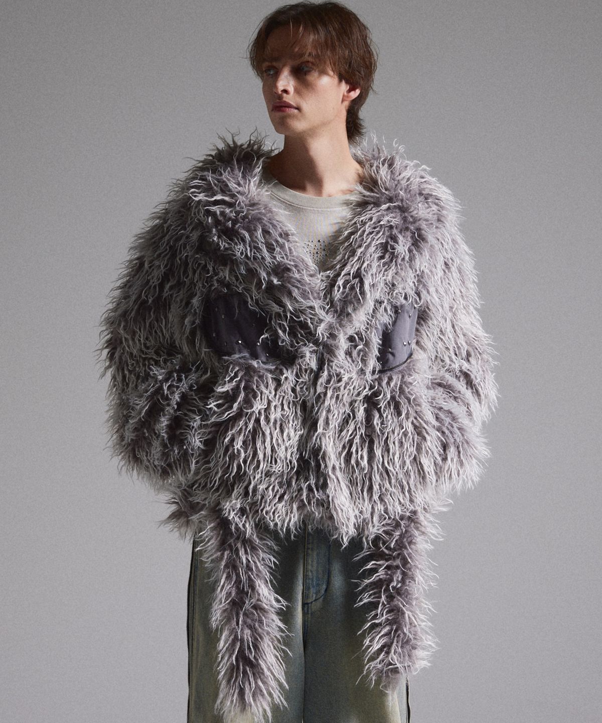 그란시(GRANCY) Fur Boa Riders Jacket