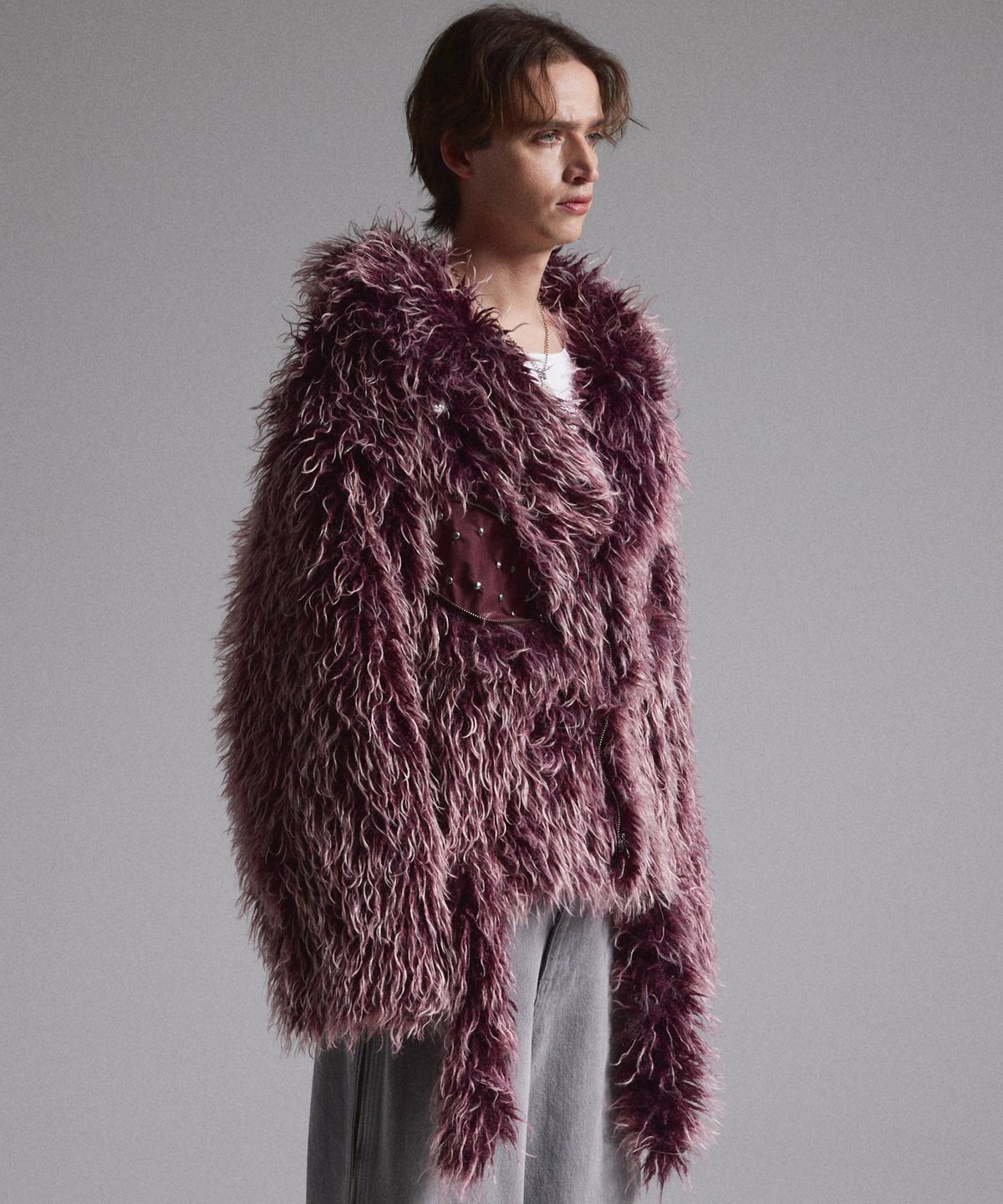그란시(GRANCY) Fur Boa Riders Jacket
