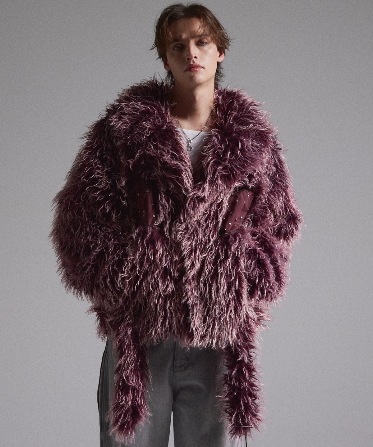 그란시(GRANCY) Fur Boa Riders Jacket
