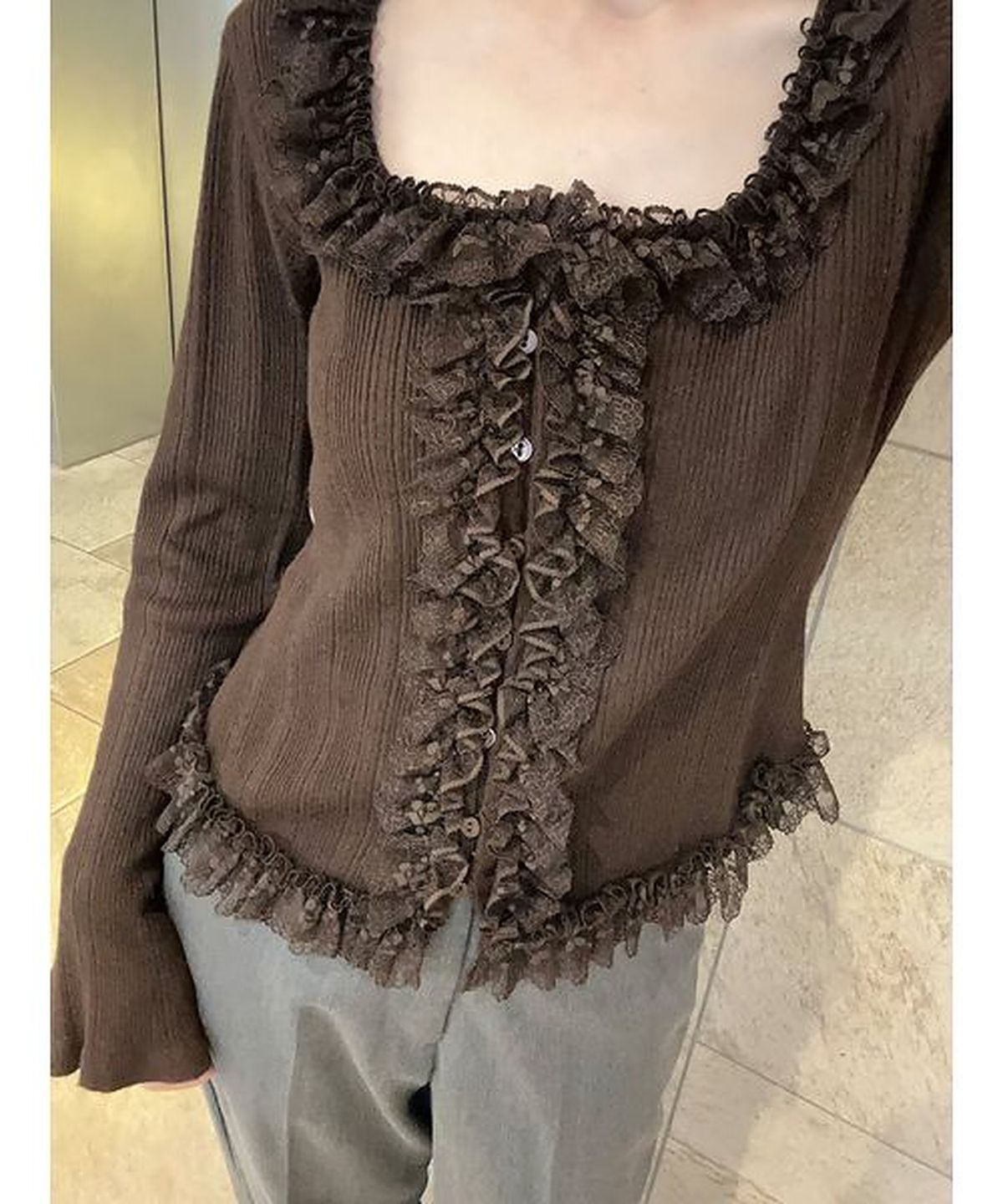 스나이델(SNIDEL) Frill Knit Pullover