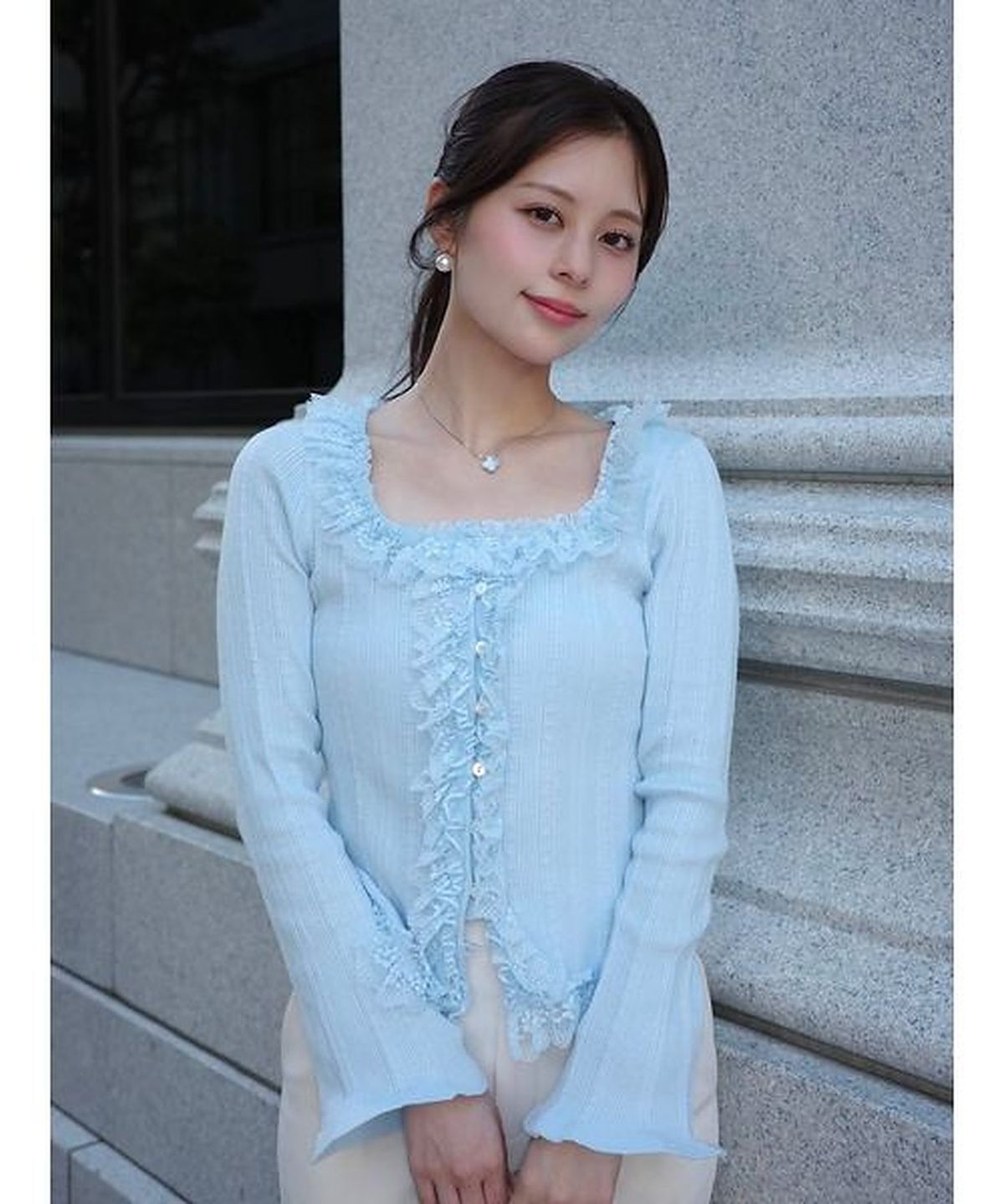 스나이델(SNIDEL) Frill Knit Pullover