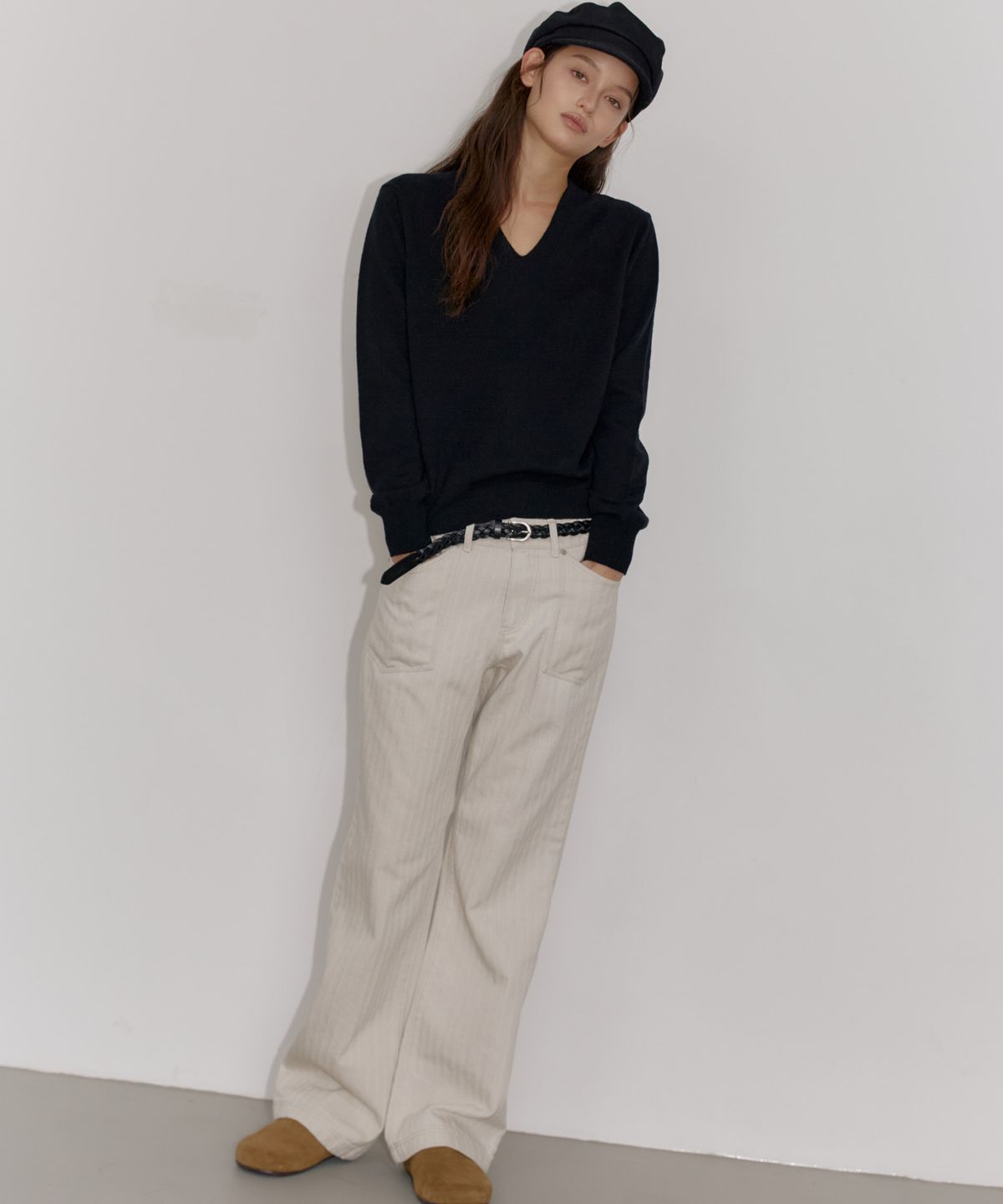닌닛(NINNIT) [2nd] Herringbone outpocket pants (LIGHT BEIGE)