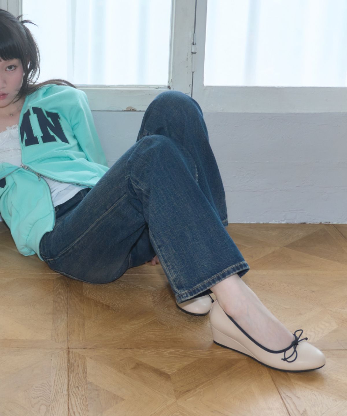 스묜(SMYEON) Color Wedge Ballet Pumps