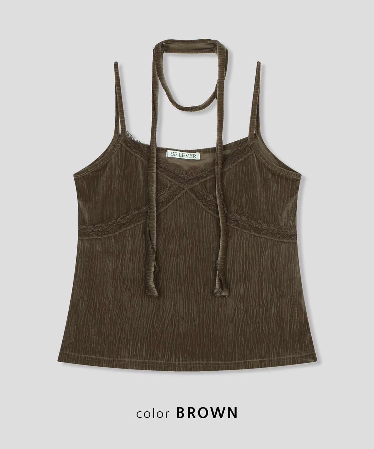스르비(SELEVER) Velvet Lace Tie Camisole_3 Color