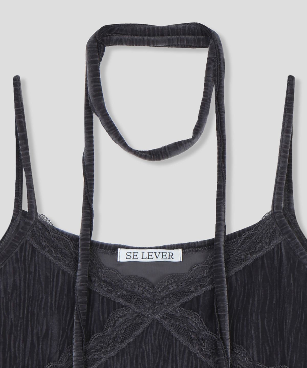 스르비(SELEVER) Velvet Lace Tie Camisole_3 Color