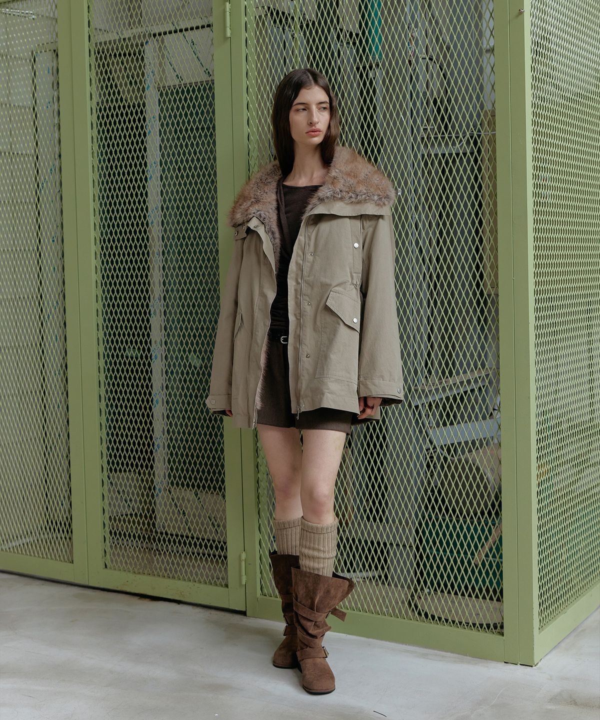스르비(SELEVER) Shearling Fur Lined Field Jacket_2 Color