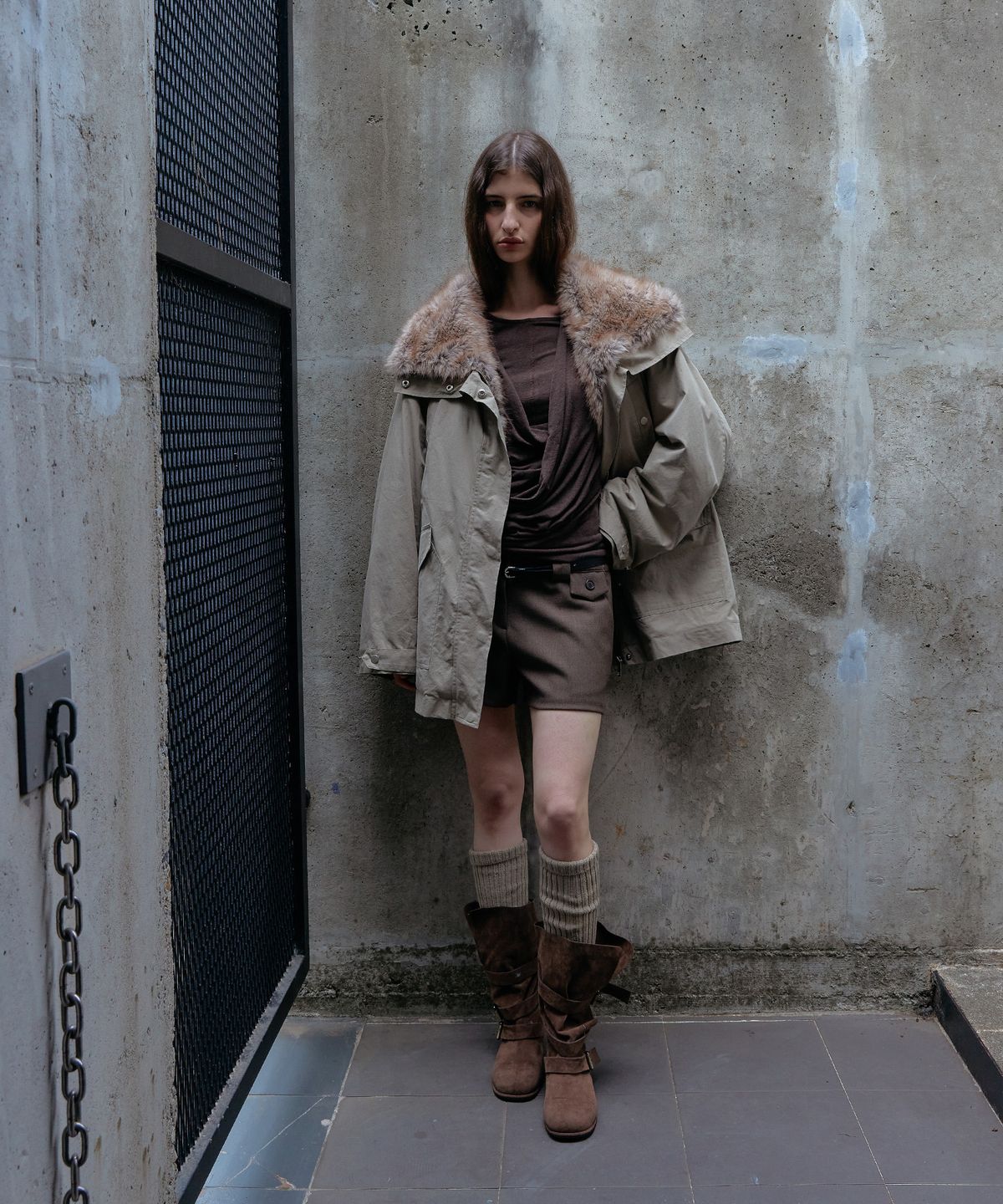 스르비(SELEVER) Shearling Fur Lined Field Jacket_2 Color