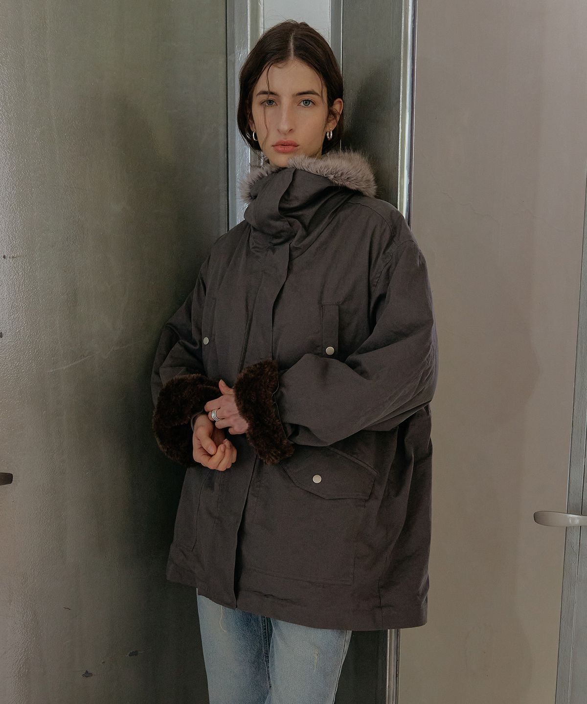 스르비(SELEVER) Shearling Fur Lined Field Jacket_2 Color