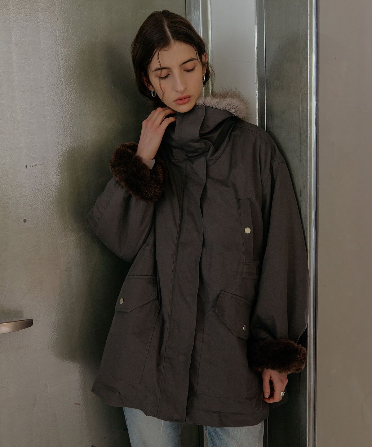 스르비(SELEVER) Shearling Fur Lined Field Jacket_2 Color