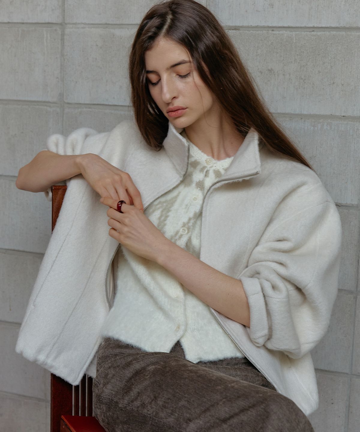 스르비(SELEVER) Alpaca Wool Handmade Blouson_4 Color