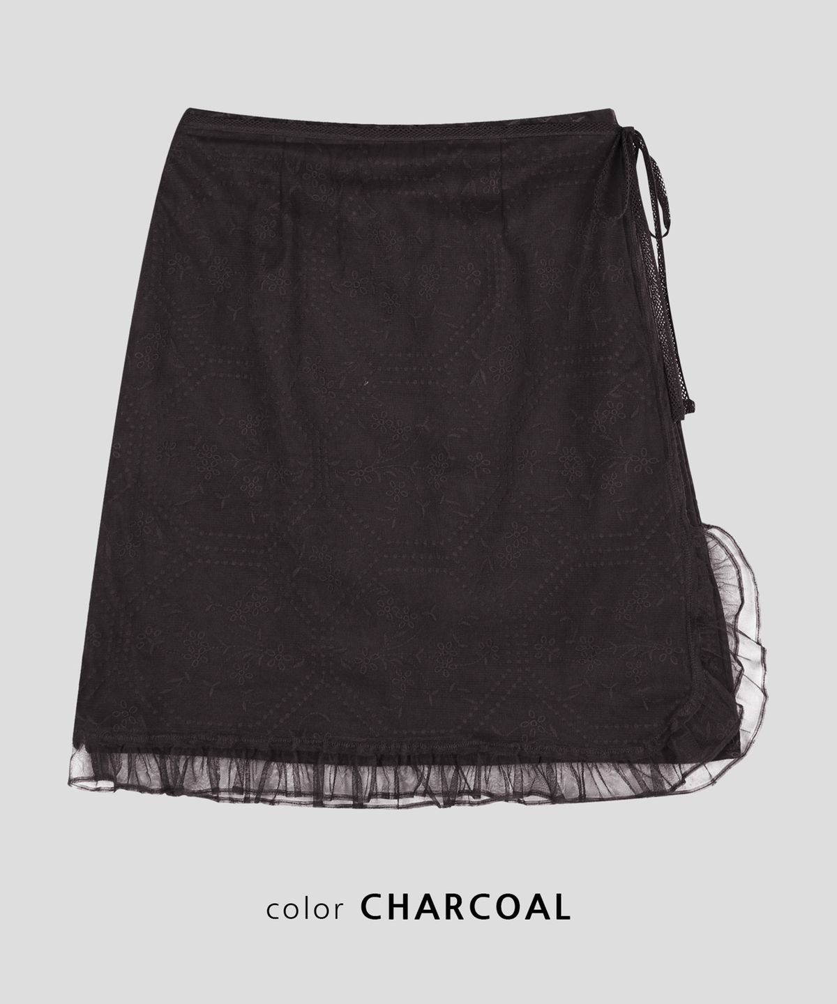 스르비(SELEVER) Letina Embroidered Suede Mesh Wrap Skirt_3 Color
