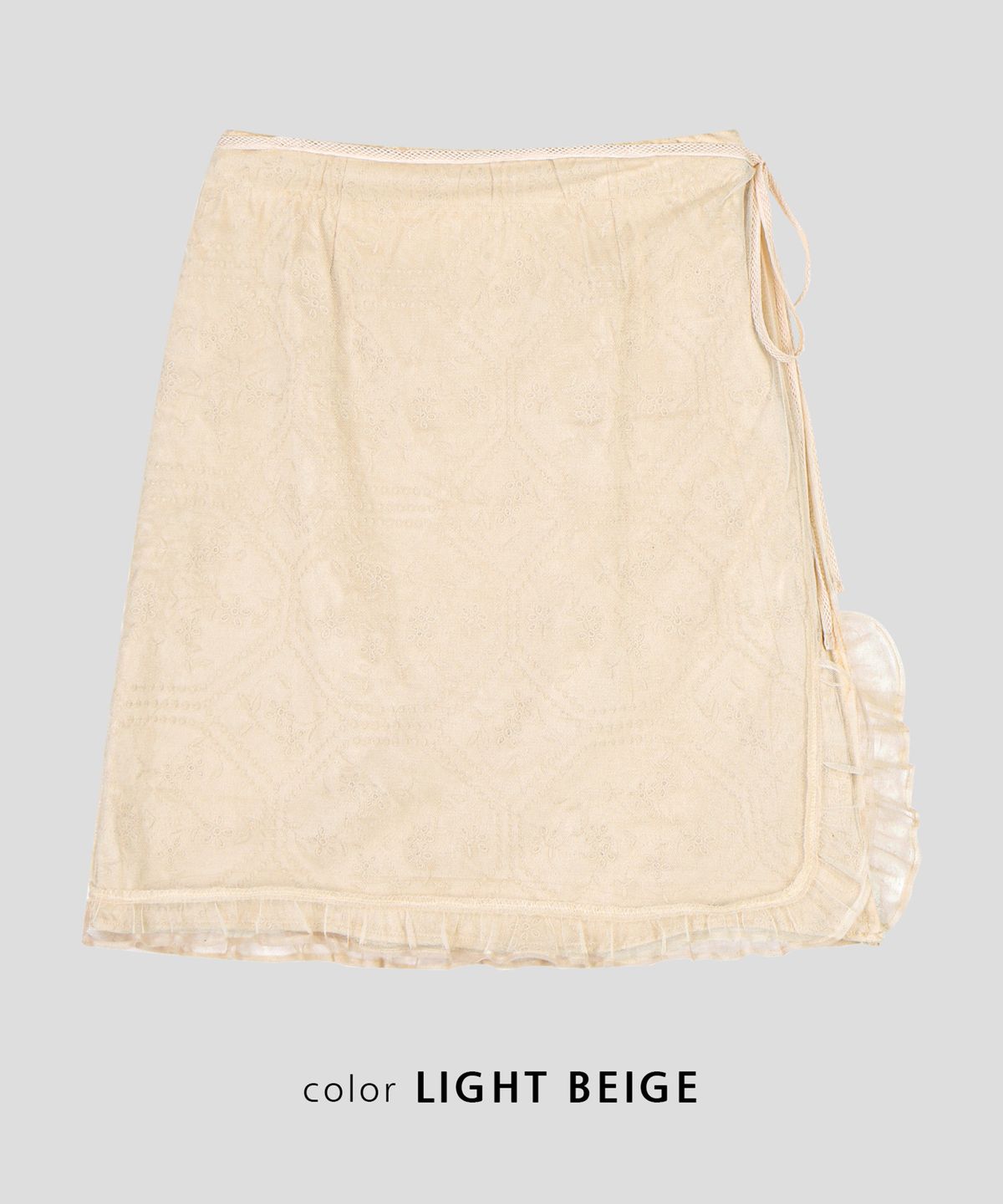 스르비(SELEVER) Letina Embroidered Suede Mesh Wrap Skirt_3 Color
