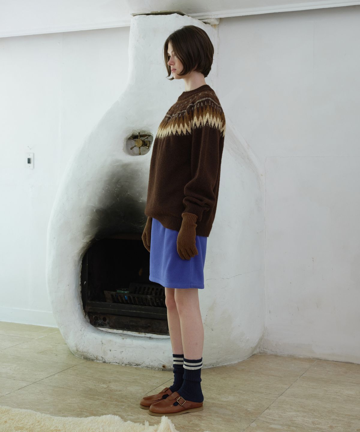 프리터(FRITUR) Arc Fleece Mini Skirt Blue_F263SK10