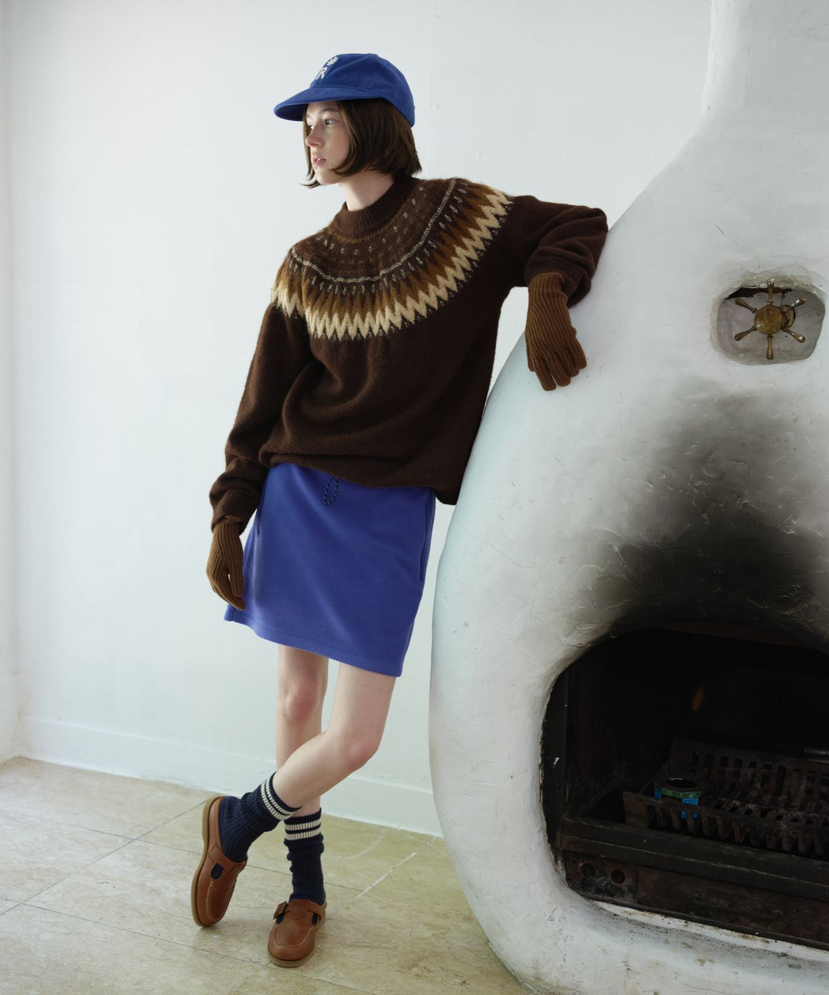 프리터(FRITUR) Arc Fleece Mini Skirt Blue_F263SK10