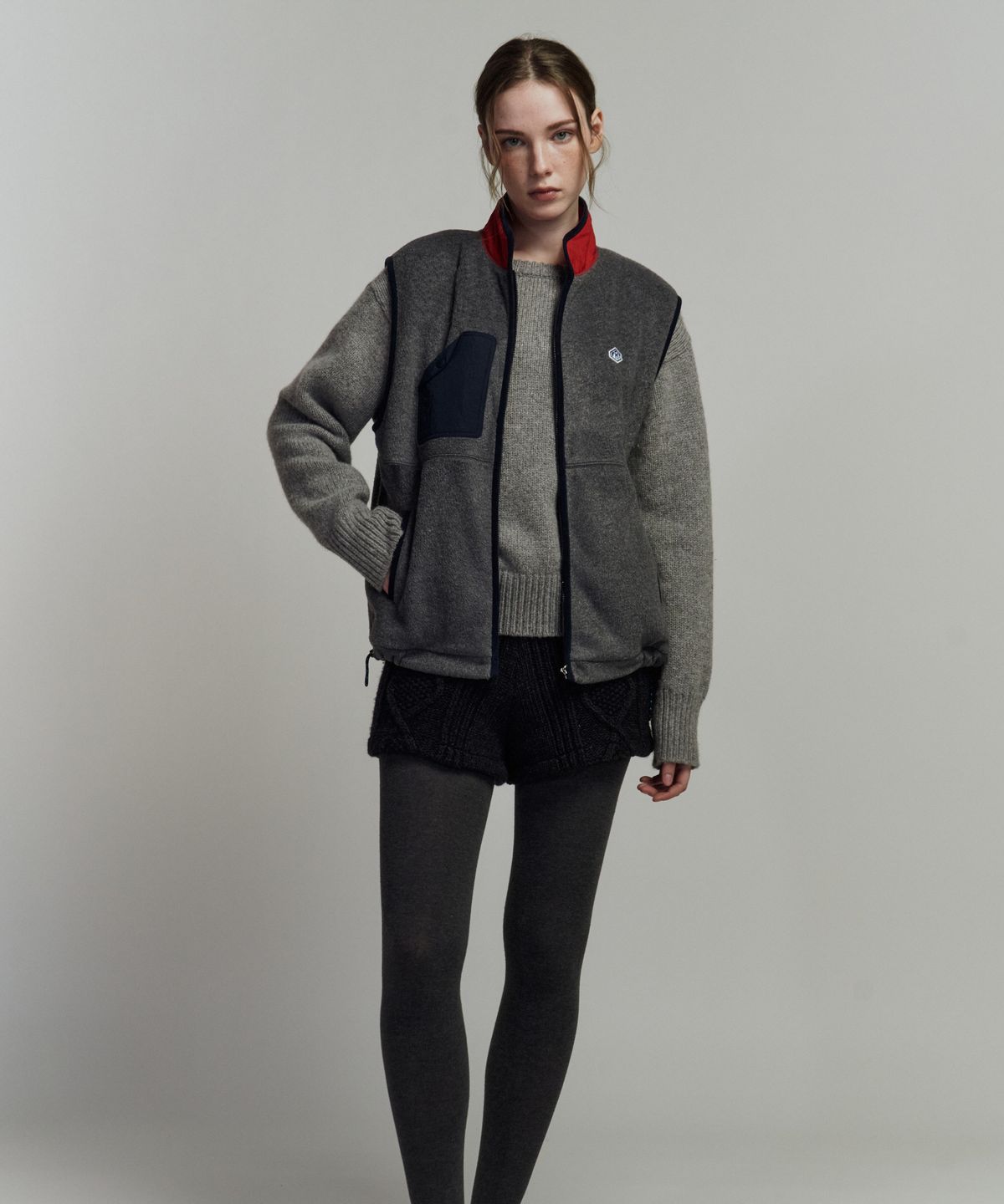 프리터(FRITUR) Round Pocket Fleece Vest Grey_F263VE01