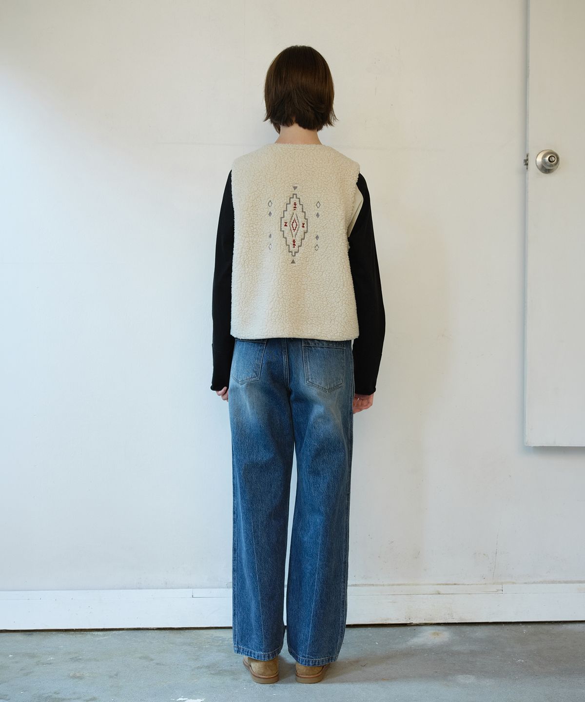 프리터(FRITUR) Aztec Fleece Vest Ivory_F263VE03