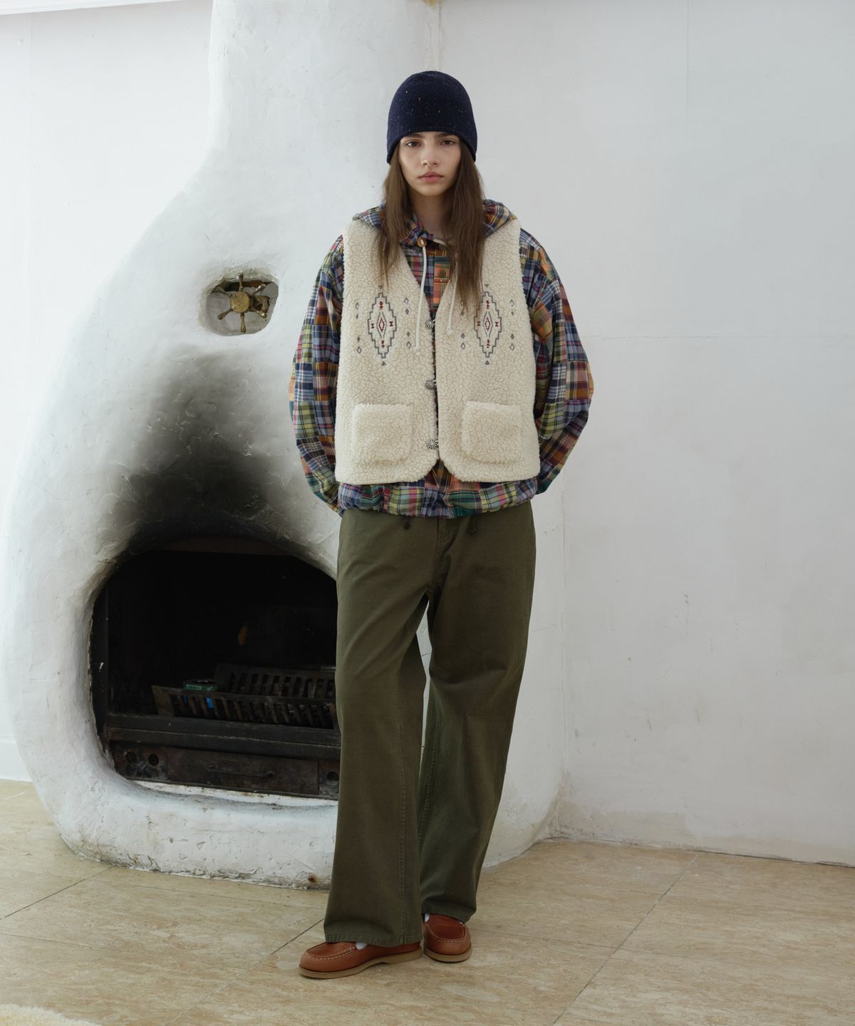프리터(FRITUR) Aztec Fleece Vest Ivory_F263VE03