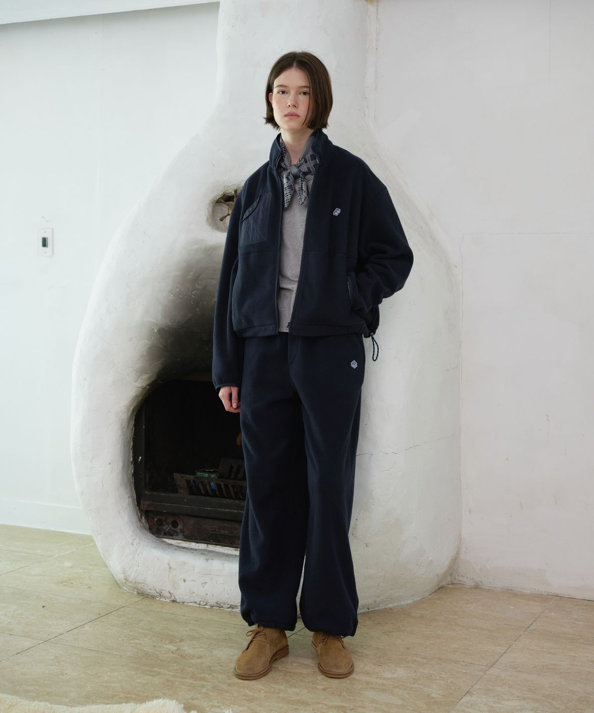 프리터(FRITUR) Round Pocket Fleece Jacket Navy_F263JP01