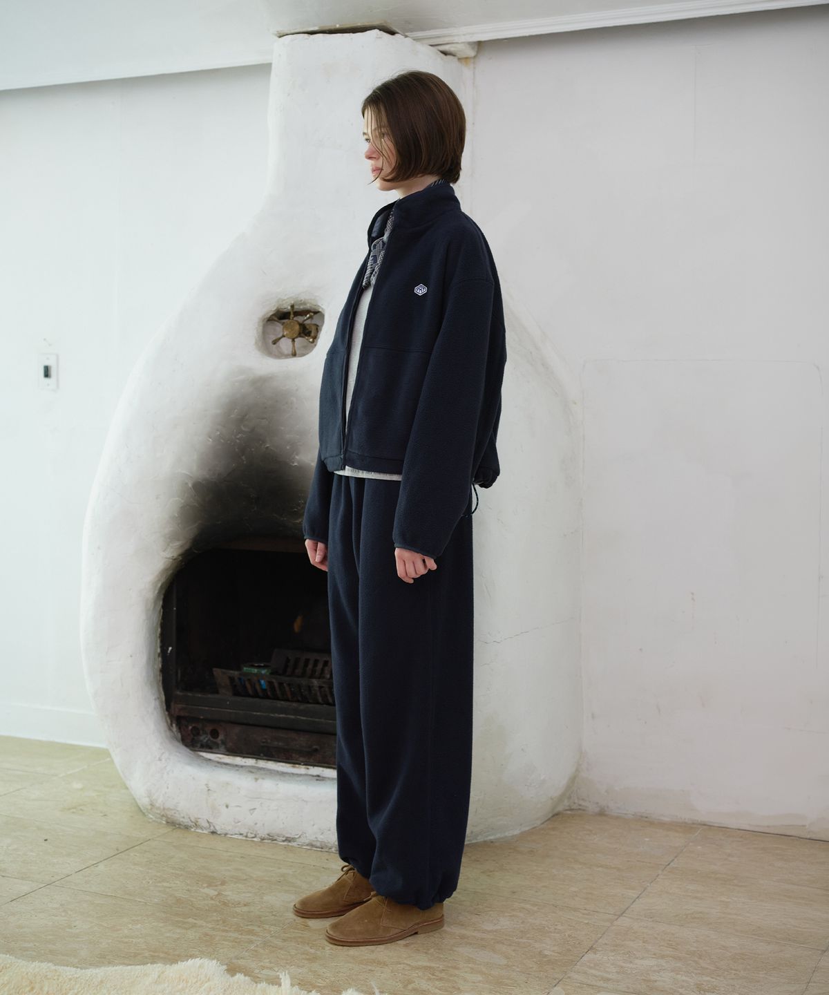 프리터(FRITUR) Round Pocket Fleece Jacket Navy_F263JP01