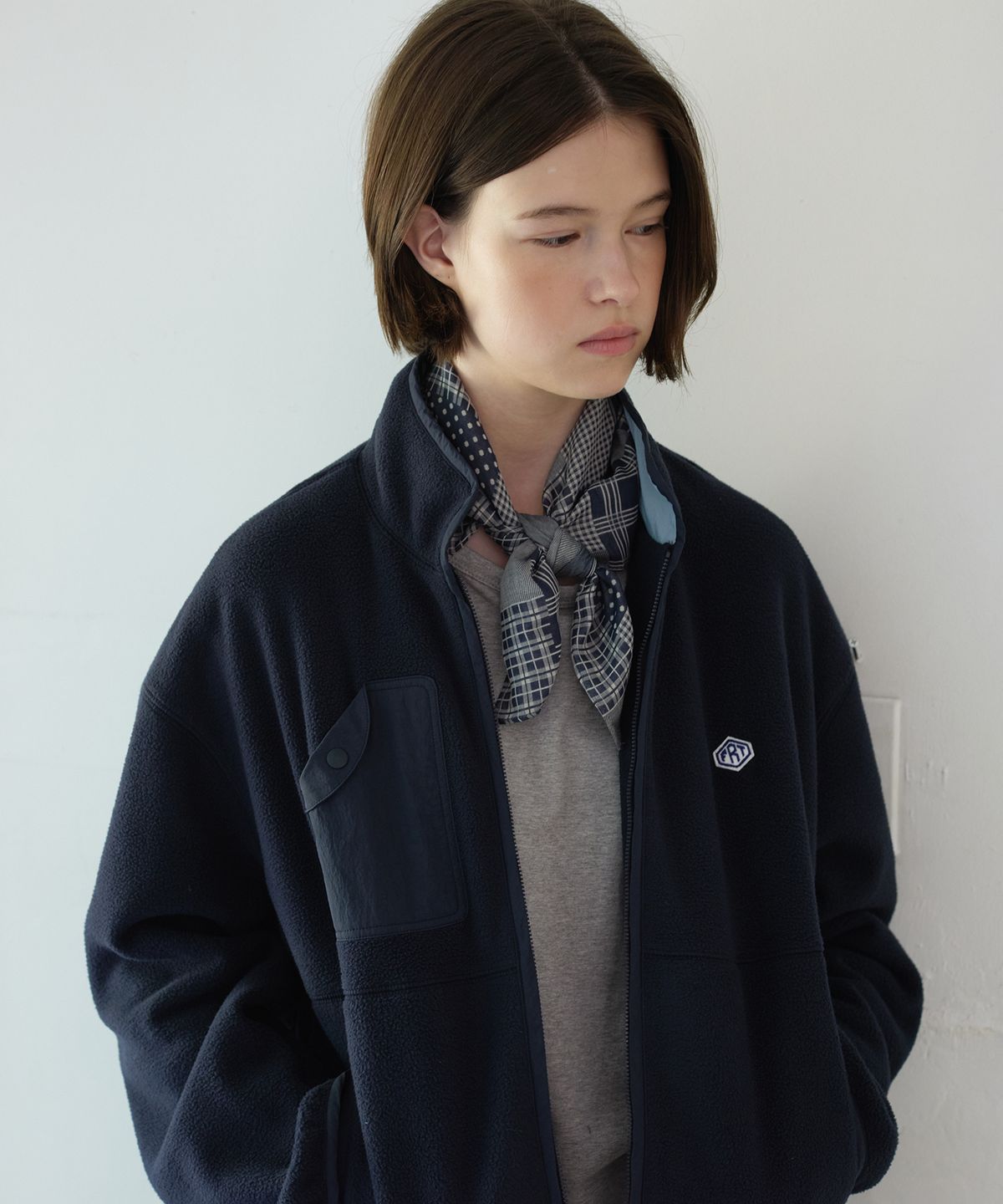 프리터(FRITUR) Round Pocket Fleece Jacket Navy_F263JP01