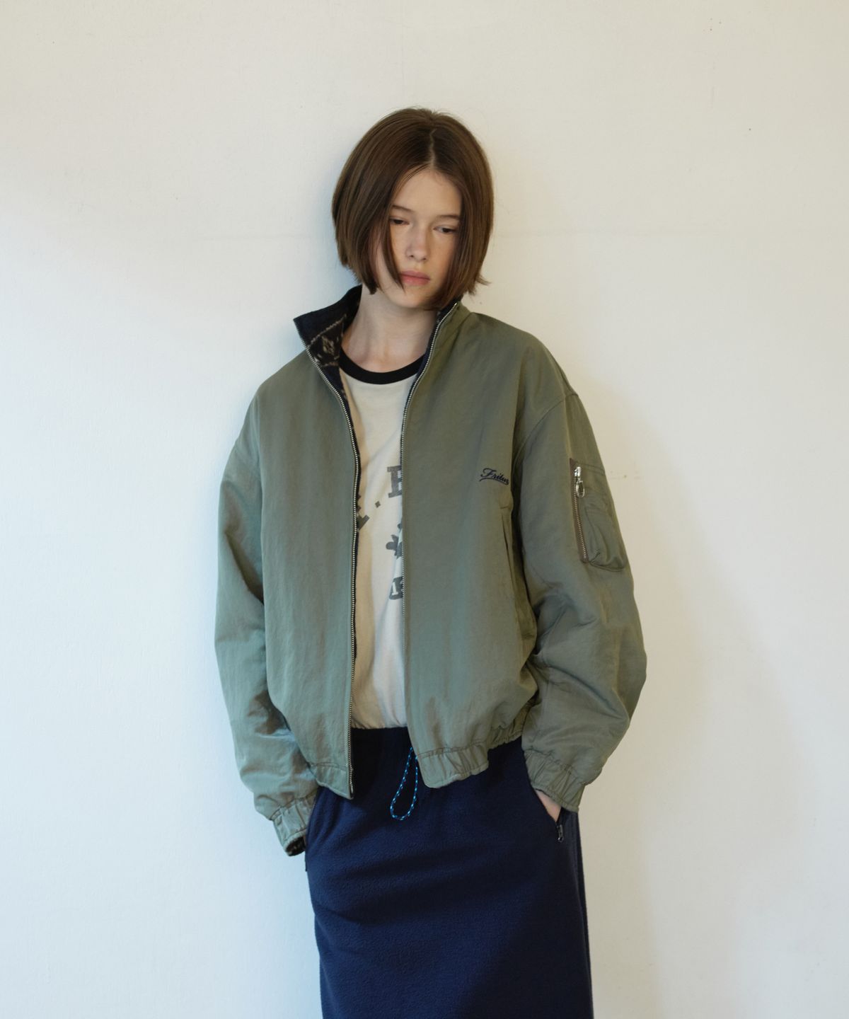 프리터(FRITUR) Reversible Pattern Bomber Jacket Khaki_F263JK23