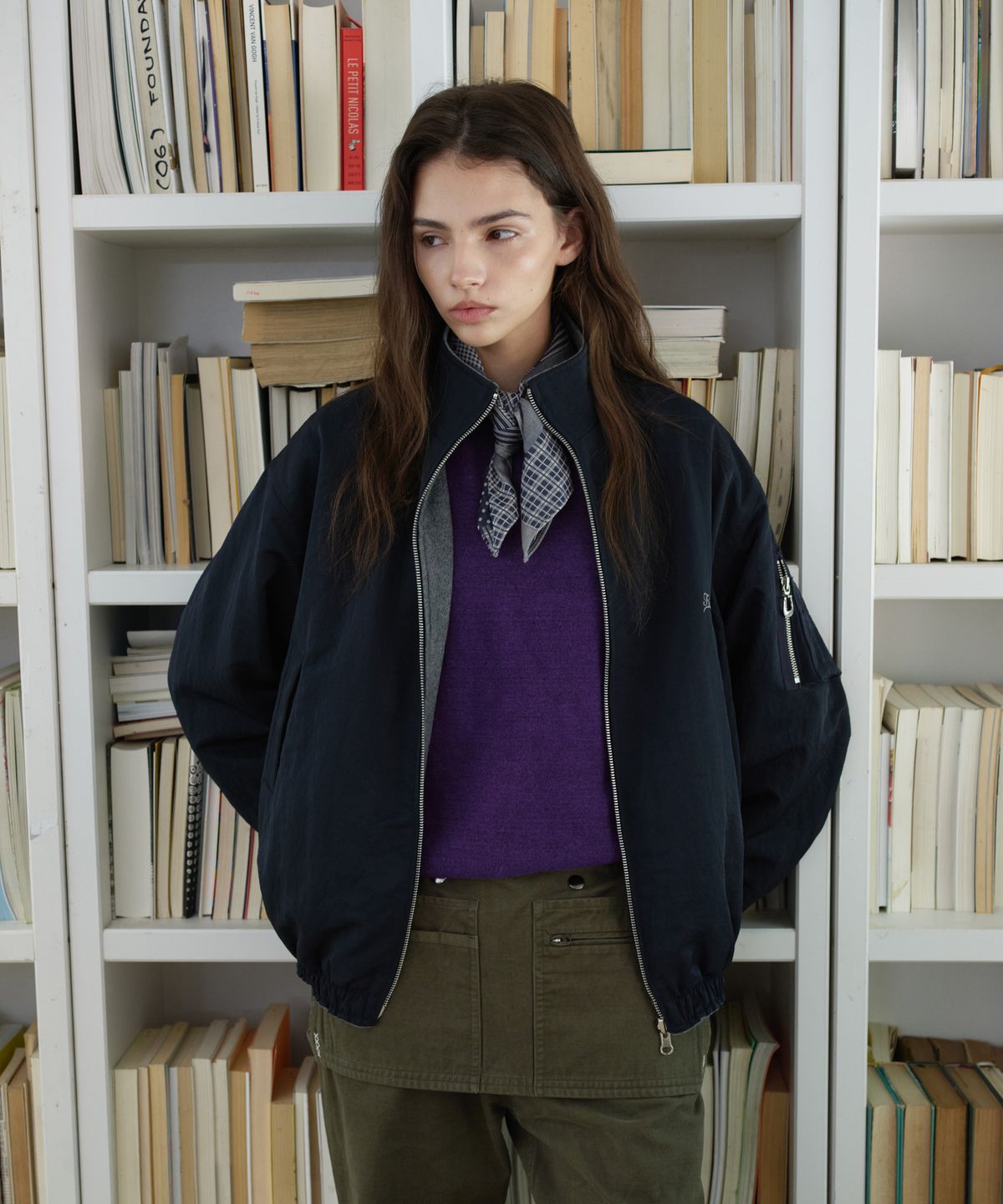 프리터(FRITUR) Reversible Fleece Bomber Jacket Navy_F263JK23