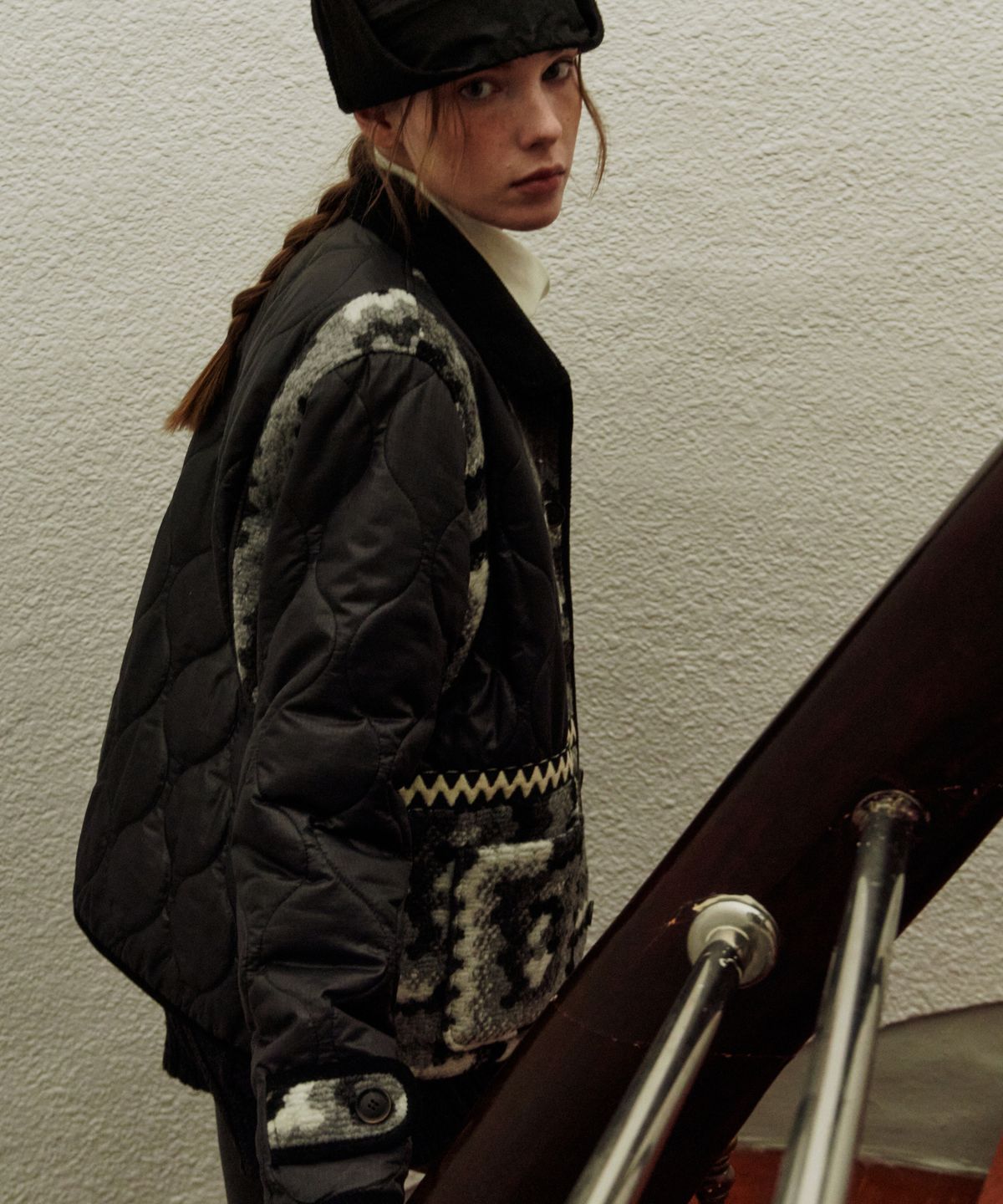 프리터(FRITUR) Patchwork Quilted Jacket Grey_F263JK05