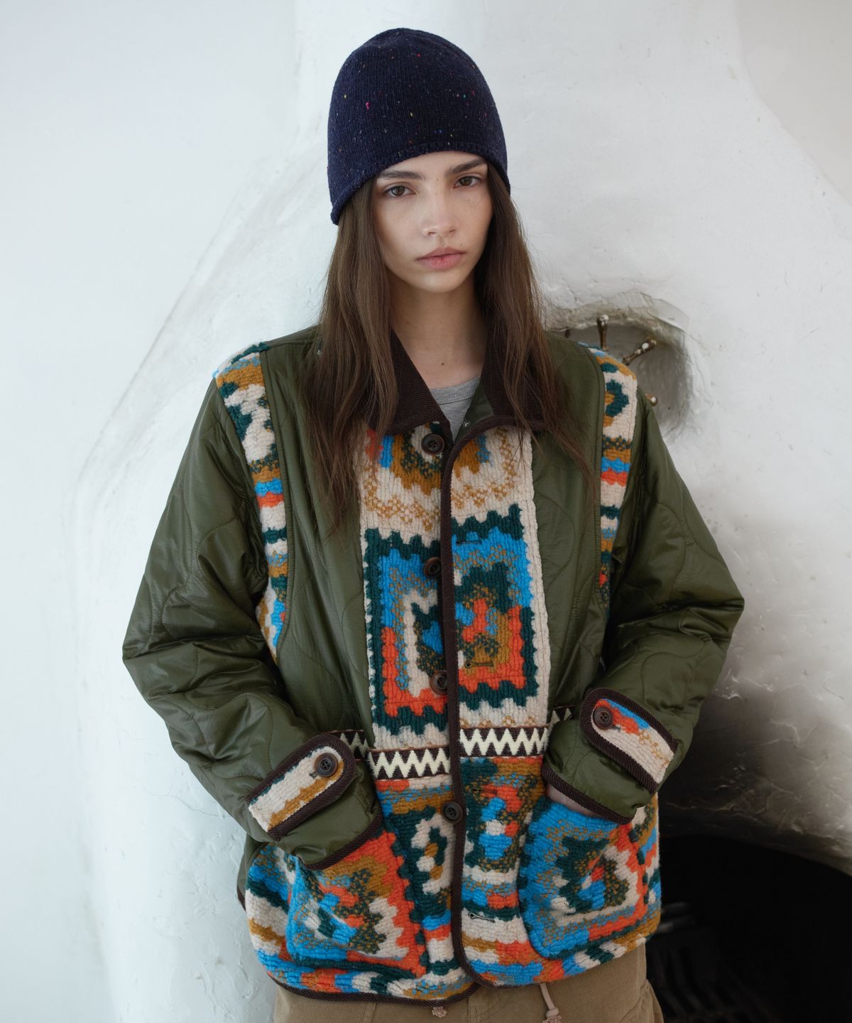 프리터(FRITUR) Patchwork Quilted Jacket Khaki_F263JK05
