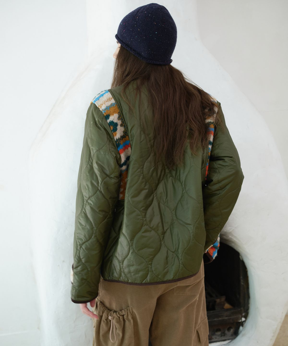 프리터(FRITUR) Patchwork Quilted Jacket Khaki_F263JK05