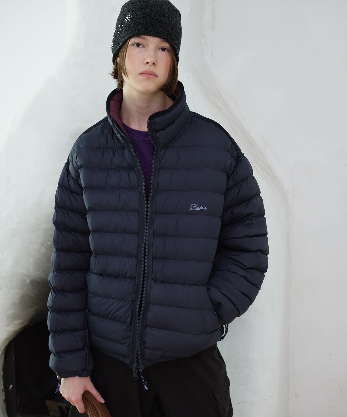 프리터(FRITUR) Lite Reversible High-neck Jacket Burgundy_F263JP22