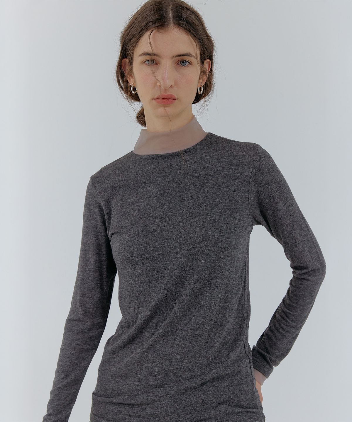 스르비(SELEVER) Aven Angora Sheer Turtleneck Tee_4 Color
