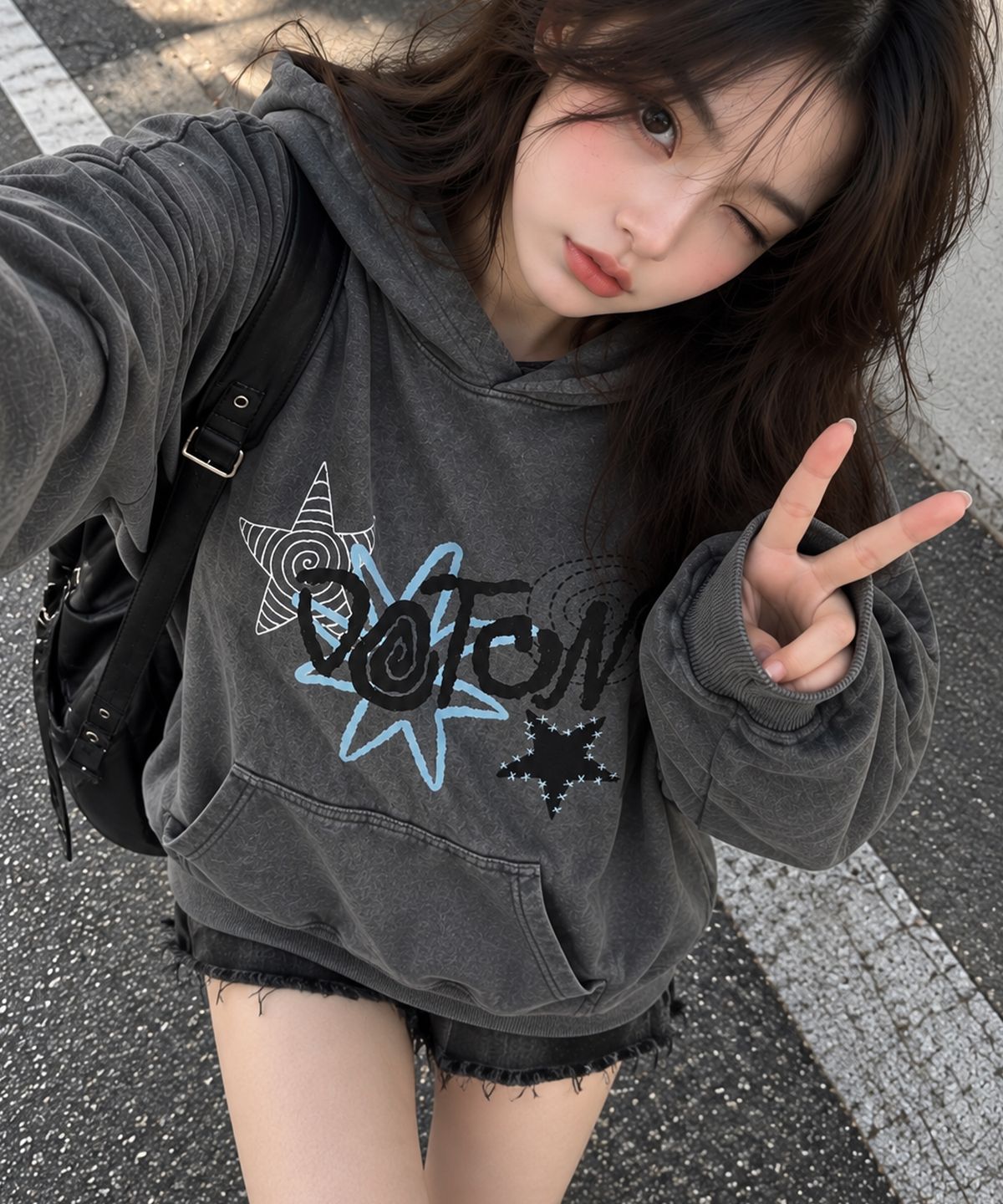도톤(DOTON) DOODLE STAR ACID HOODIE (Khaki)
