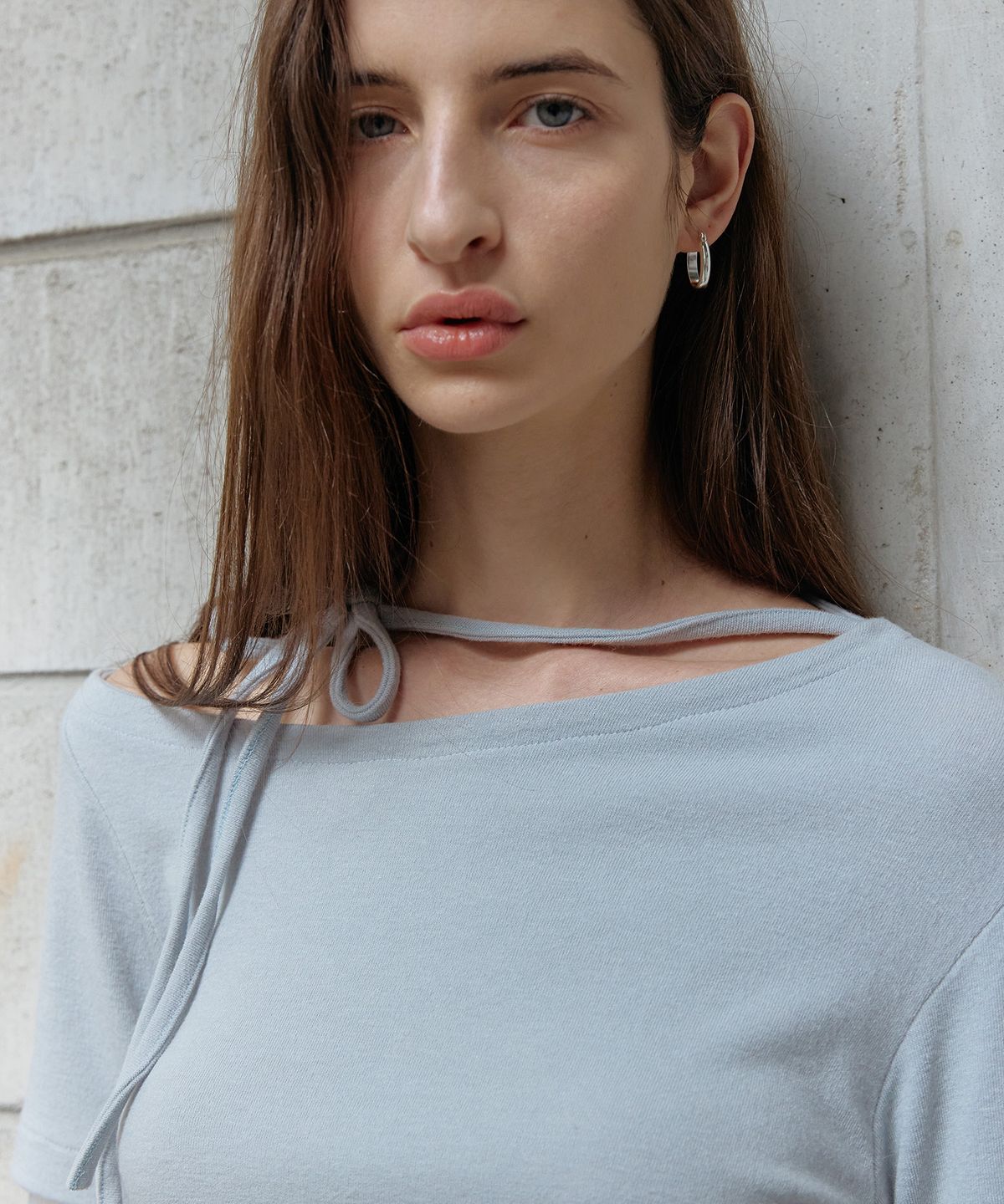 스르비(SELEVER) Miel Wool Mesh Layered Tie Tee_3 Color