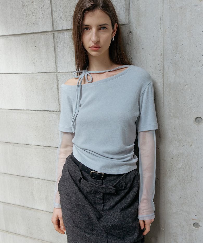 Miel Wool Mesh Layered Tie Tee_3 Color