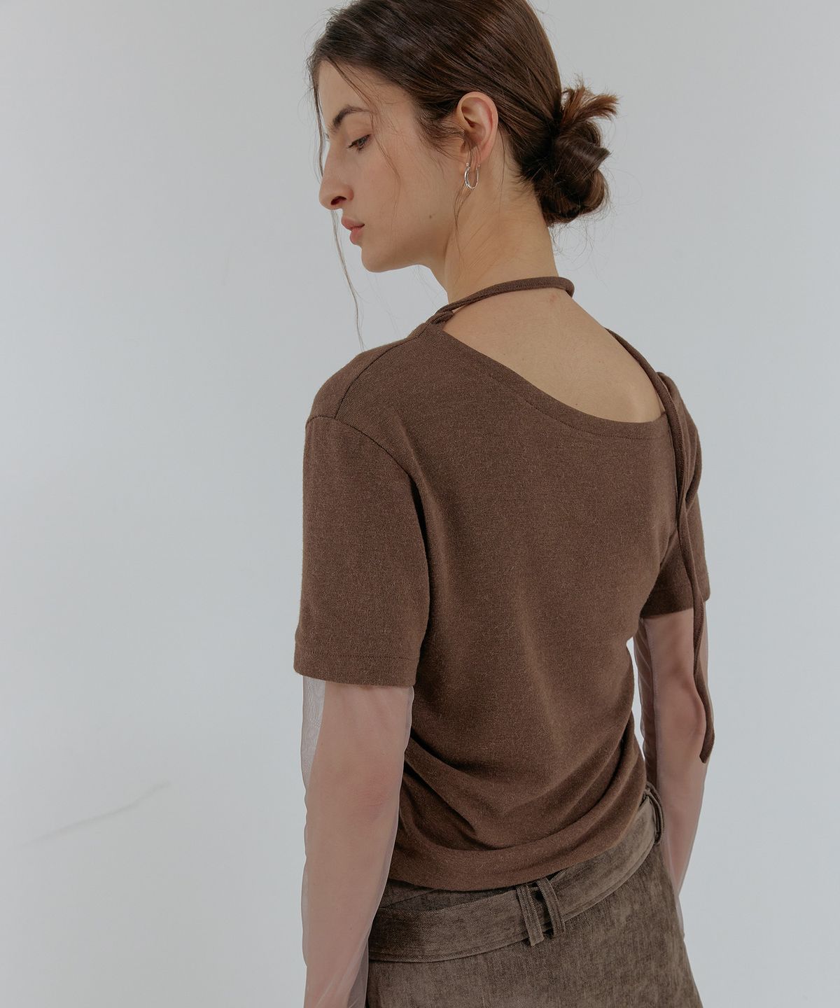 스르비(SELEVER) Miel Wool Mesh Layered Tie Tee_3 Color