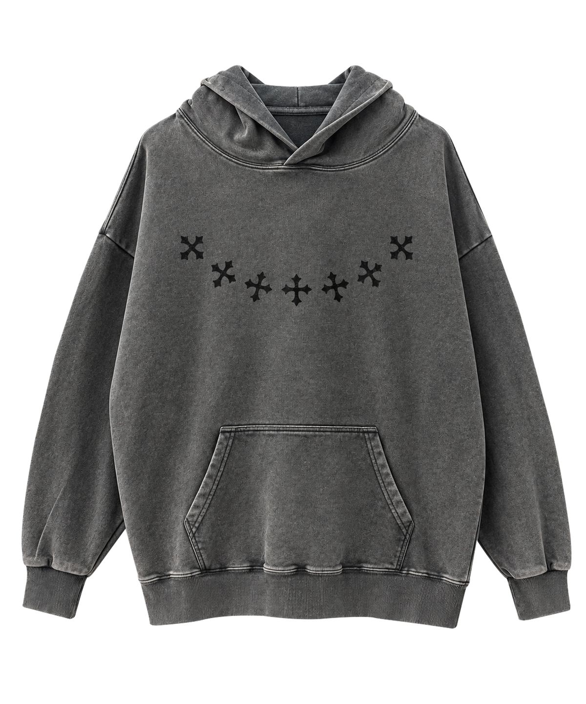 도톤(DOTON) CROSS ARC ACID HOODIE (Black)