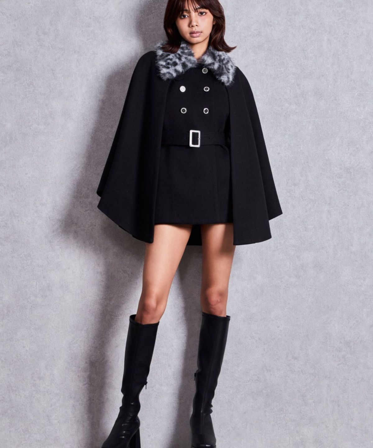 제이다(GYDA) Symmetry GYDA 3way Faux Fur Cape Coat
