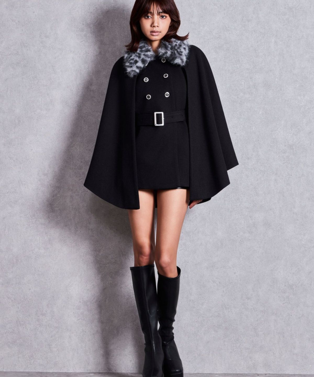 제이다(GYDA) Symmetry GYDA 3way Faux Fur Cape Coat