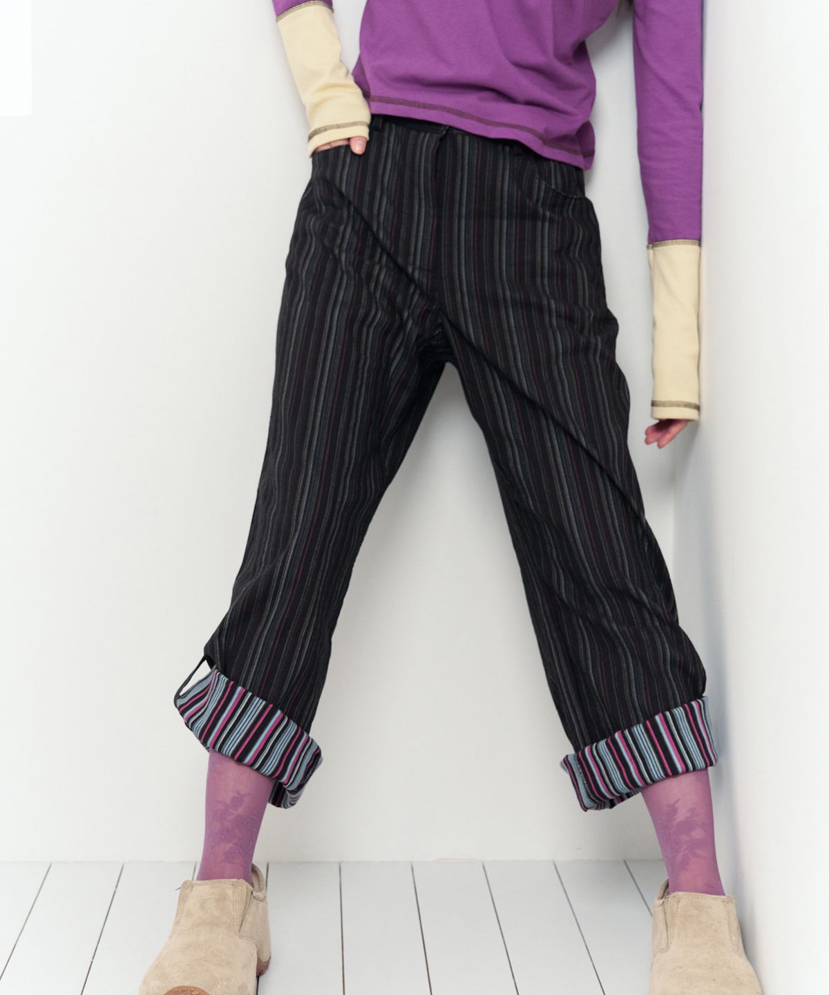 무음(MUWM) 스트라이프 자가드 팬츠 Stripe Jacquard Pants (Black)