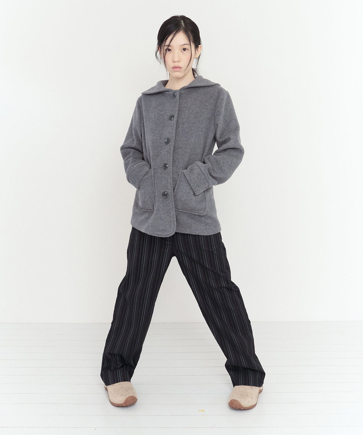 무음(MUWM) 스트라이프 자가드 팬츠 Stripe Jacquard Pants (Black)